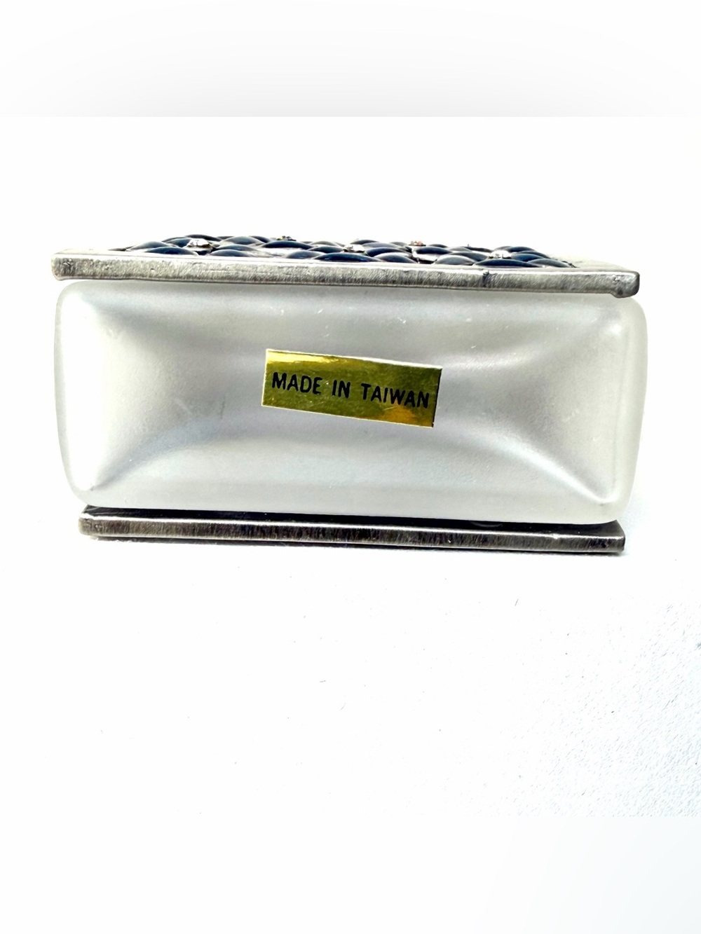 Vintage Mini Purse Perfume Decanter NOS Blue Rhinestone w Box - Picture 6 of 10